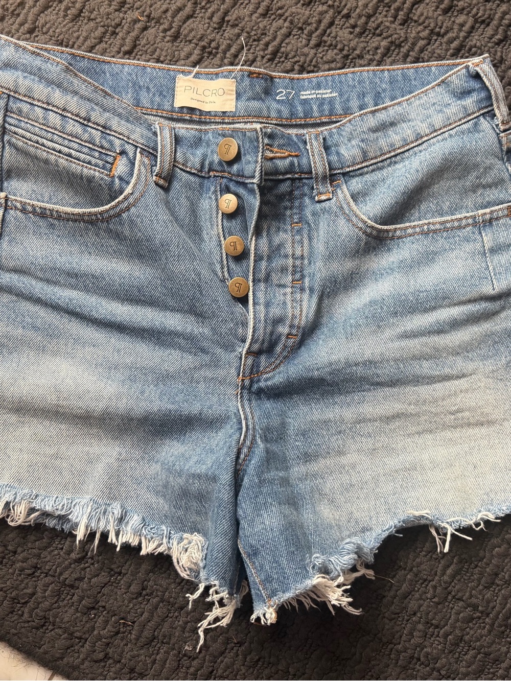 Pilcro Light Wash High-Rise Button-Fly Denim Shorts